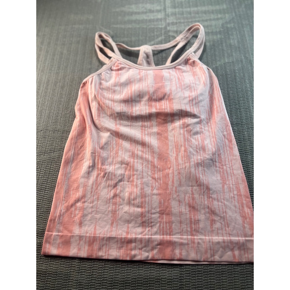 Athleta Chi Tank Top Pink Orange Space Dye Seamless Racerback Shelf Bra Small
